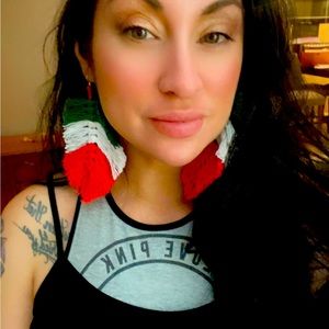Mexican flag 🇲🇽 feather Earrings